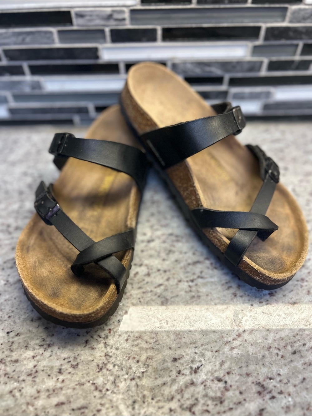 Birkenstock Mayari Women’s Black Strappy Cork Footbed Sandals size 6(37)